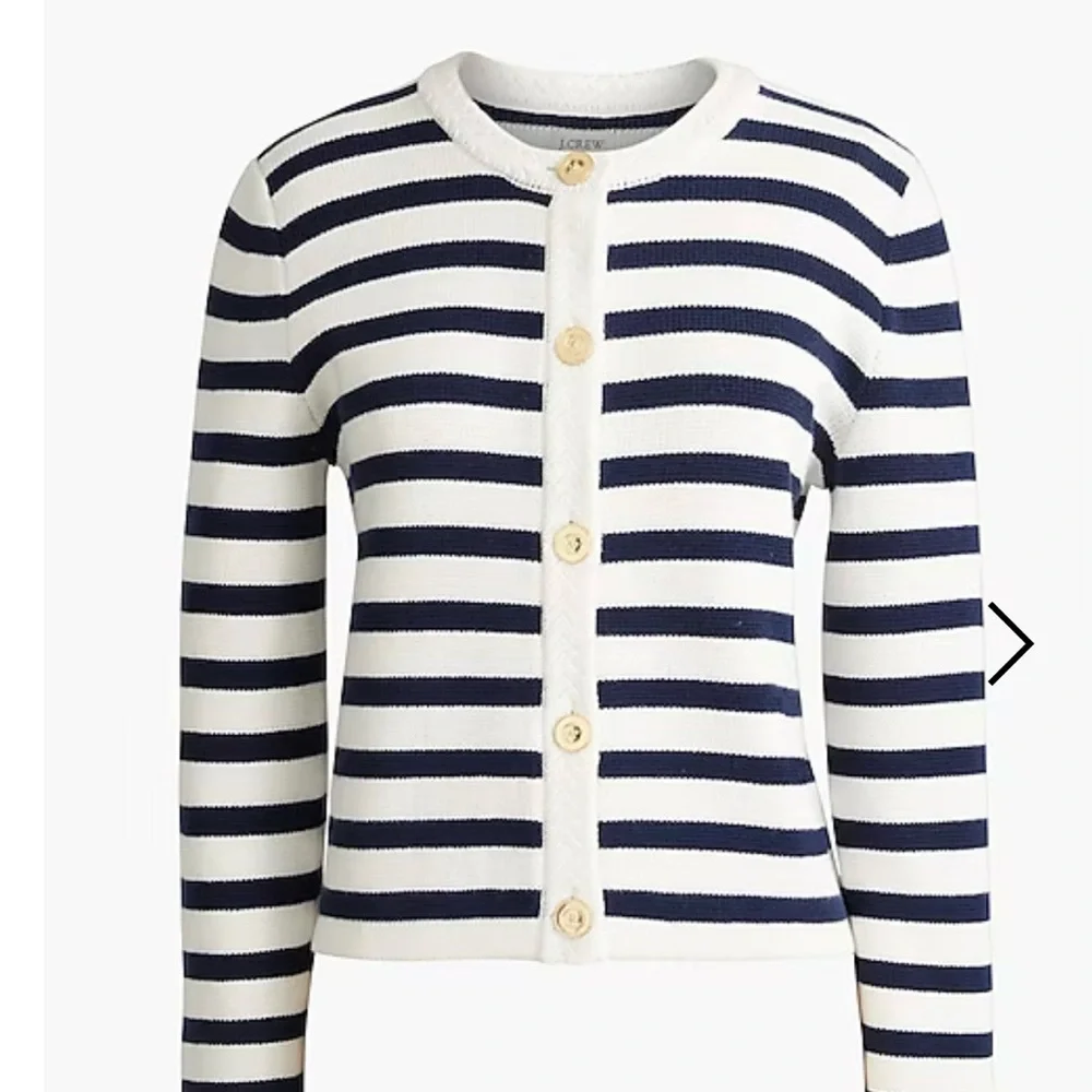 J. Crew Factory Navy and White Striped Lady Cardigan - Picture 3 of 8
